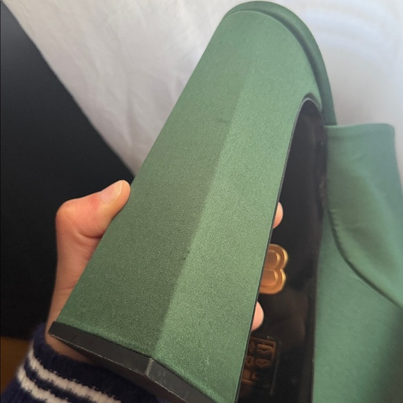 Brandon Blackwell Harlo Platform Mule in Forest Green Satin, size 37 - Picture 14 of 14